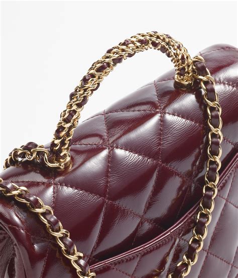 Mini bag with top handle, Shiny lambskin & gold